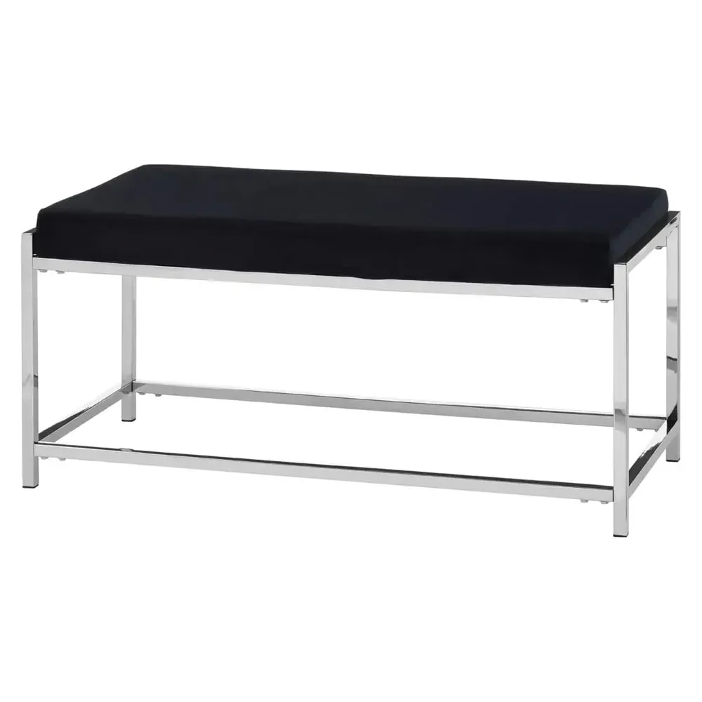 Allston Seating Bench with Straight Frame - Black, Velvet image