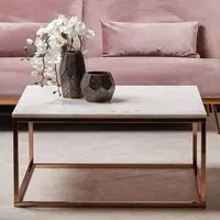 Allston Square Coffee Table - White Marble, Rose Gold