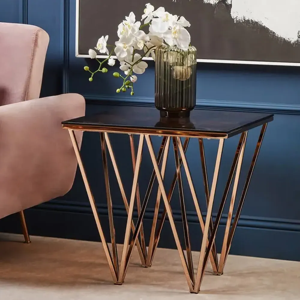 Allston Square End Table - Amber, Rose Gold image