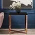 Allston Square End Table with Champagne Frame - Black, Faux Marble
