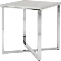 Allston Square End Table with Chrome Frame - White, Faux Marble