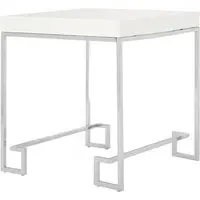 Allston Square End Table with Chrome Frame - White High Gloss
