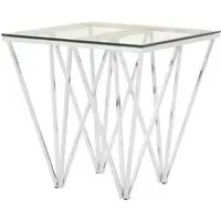 Allston Square End Table with Prismatic Frame - Chrome, Glass