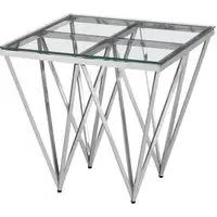 Allston Square End Table with Prismatic Frame - Silver, Glass