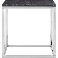 Allston Square End Table with Silver Frame - Black, Marble