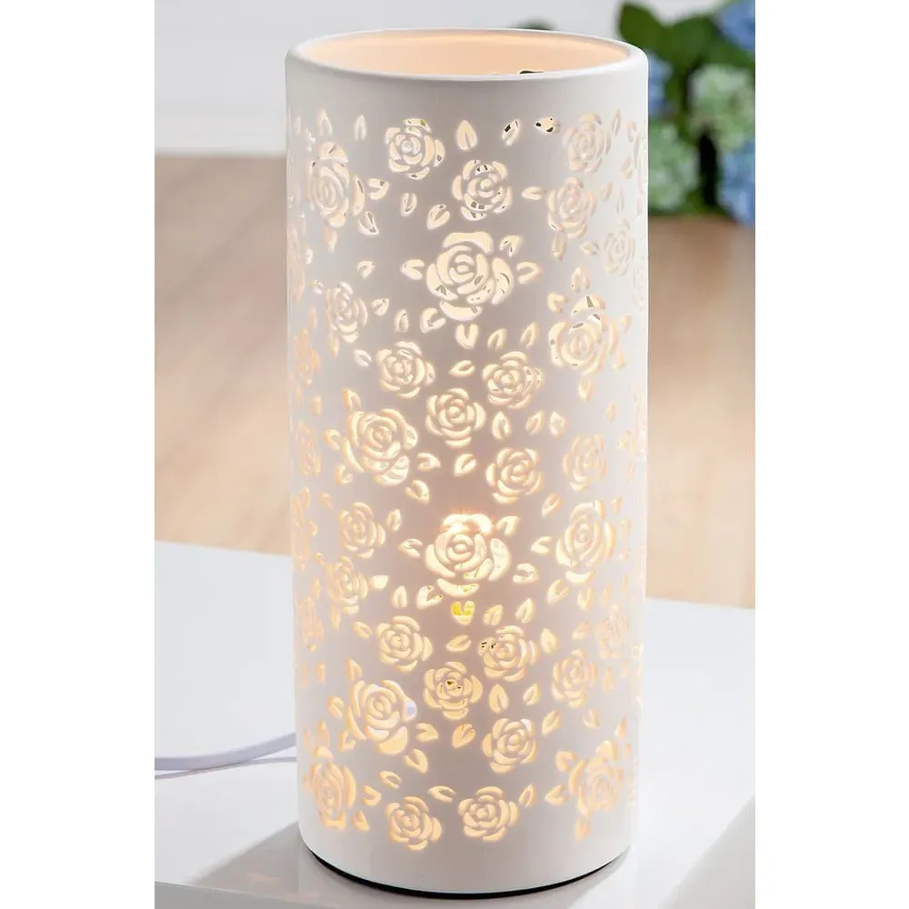 Allston Tall Porcelain Floral Table Lamp - White