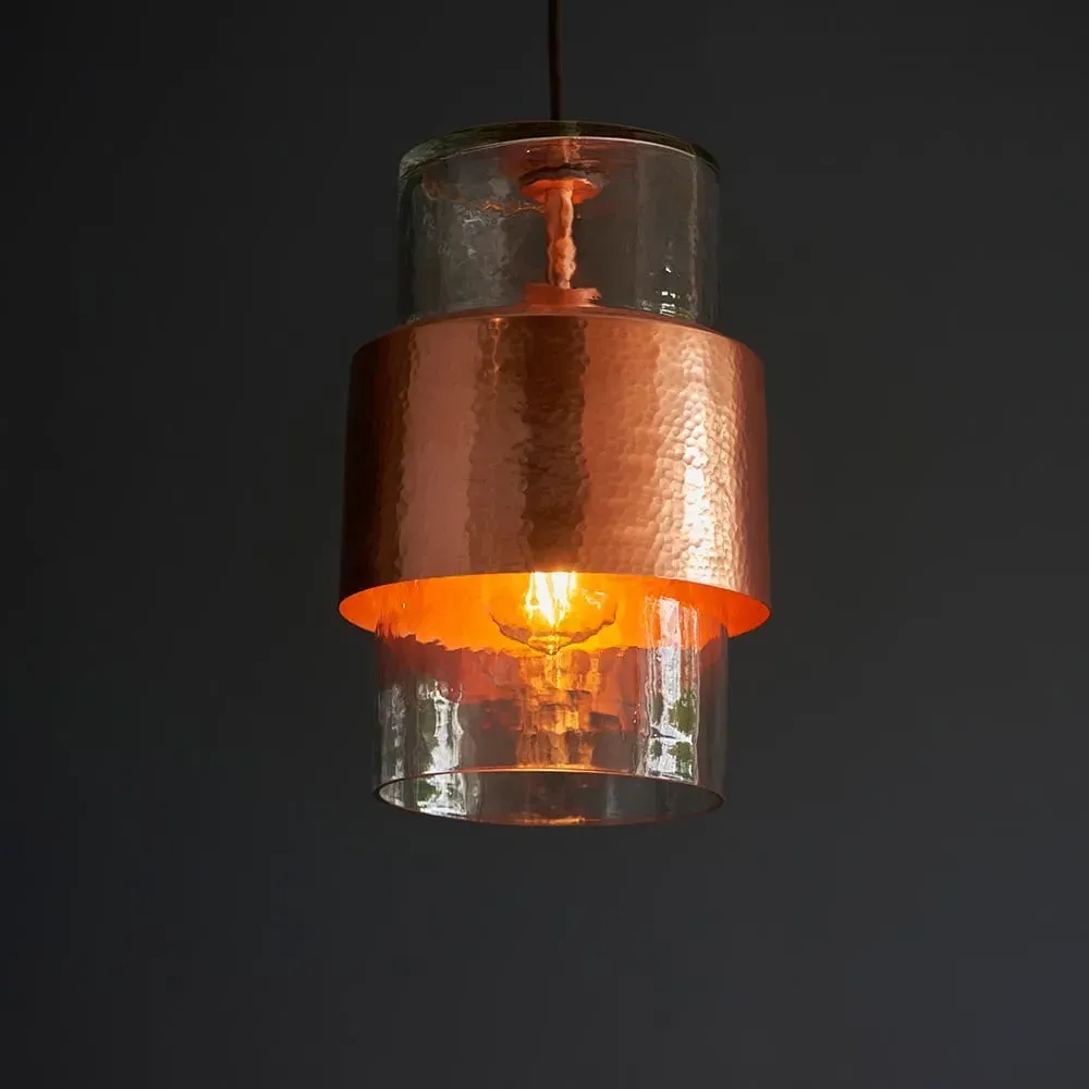 Allston Textured Glass Pendant Light - Copper