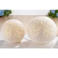 Allston Tree of Life Table Lamps Pair - White, Porcelain