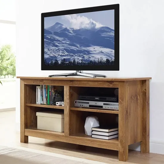 Allston TV Stand with 2 Shelves - Natural, Reclaimed Wood image