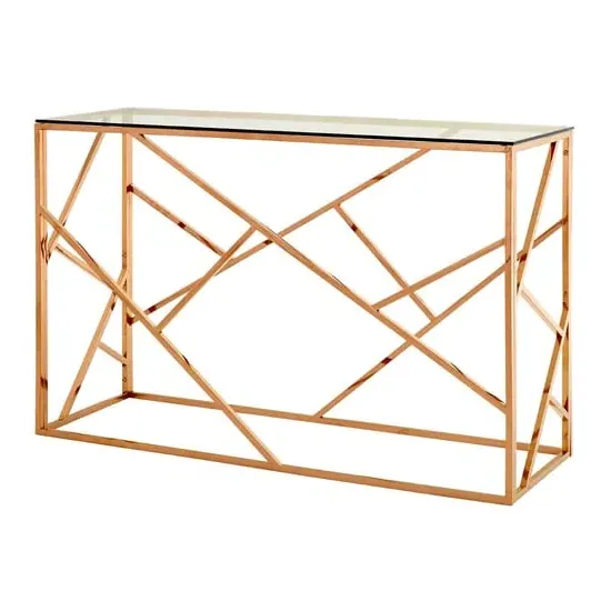 Alluras Console Table - Rose Gold, Glass