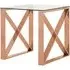 Alluras Glass End Table with Cross Frame - Rose Gold