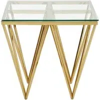 Alluras Glass End Table with Spike Frame - Gold