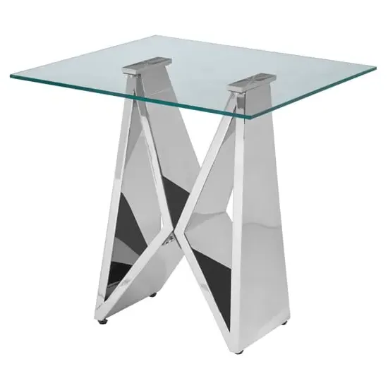 Alluras Glass End Table with Wing Frame - Silver