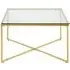 Alluras Large Glass End Table with Intersecting Frame - Gold