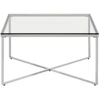 Alluras Large Glass End Table with Intersecting Frame - Silver