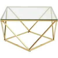 Alluras Large Glass End Table with Twist Frame - Gold
