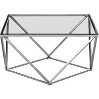 Alluras Large Glass End Table with Twist Frame - Silver