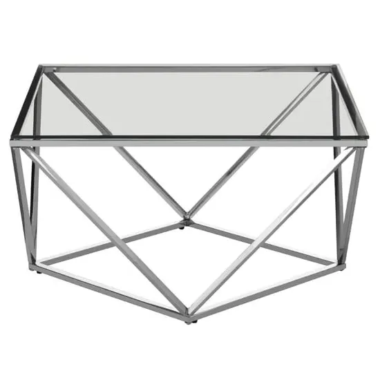 Alluras Large Glass End Table with Twist Frame - Silver