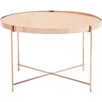 Alluras Large Round Side Table - Pink, Glass