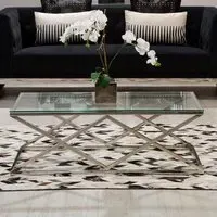 Alluras Rectangular Coffee Table - Silver, Glass