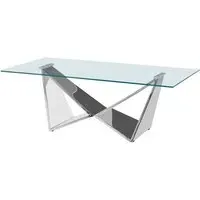 Alluras Rectangular Coffee Table - Silver, Glass