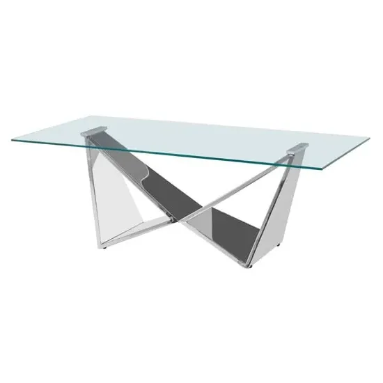 Alluras Rectangular Coffee Table - Silver, Glass
