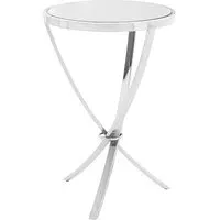 Alluras Round Side Table - Chrome, Mirrored Glass