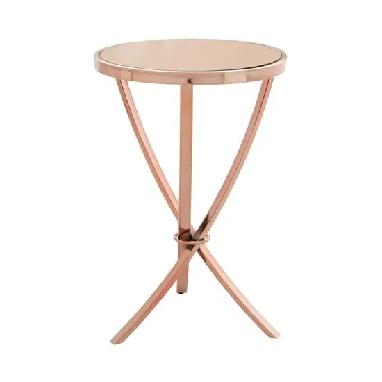 Alluras Round Side Table - Gold, Glass