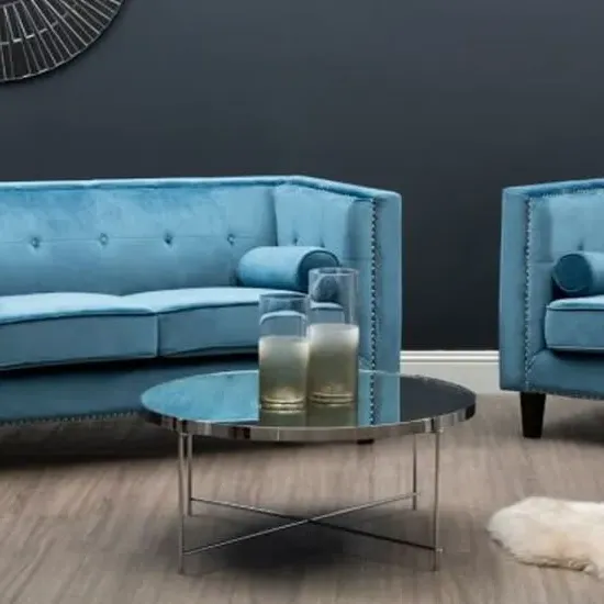 Alluras Round Side Table - Silver, Glass