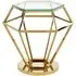 Alluras Small Glass End Table with Diamond Frame - Gold
