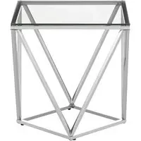 Alluras Small Glass End Table with Twist Frame - Silver