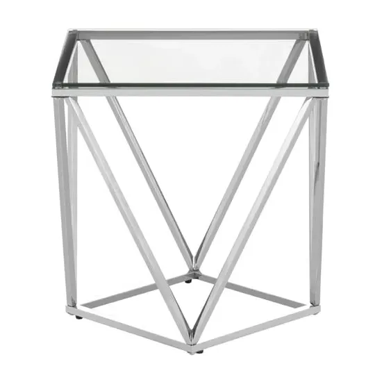Alluras Small Glass End Table with Twist Frame - Silver