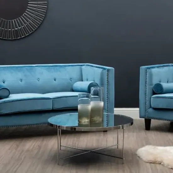 Alluras Small Round Side Table - Grey, Glass