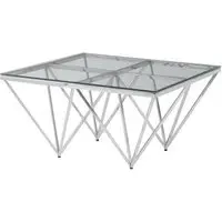 Alluras Small Square Coffee Table - Silver, Glass