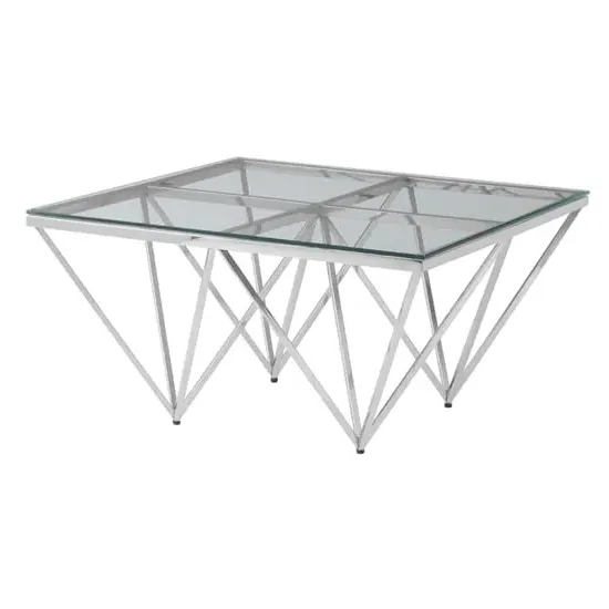 Alluras Small Square Coffee Table - Silver, Glass