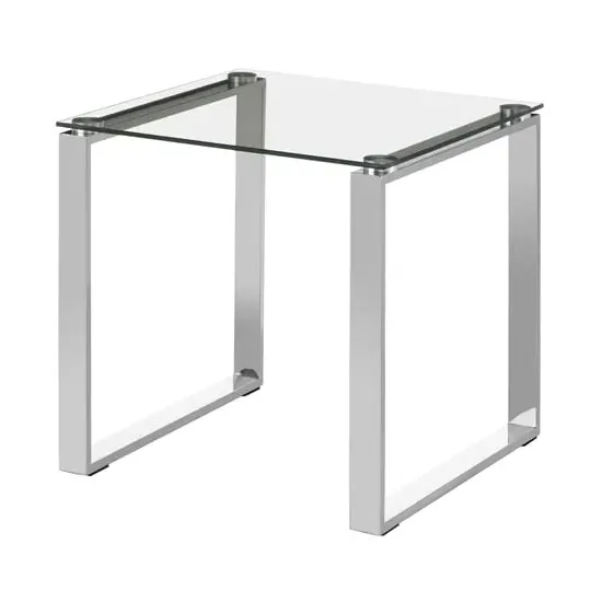 Alluras Square Glass End Table - Silver