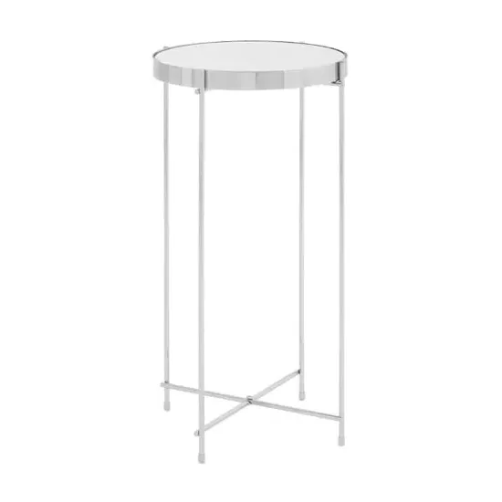 Alluras Tall Round Side Table - Silver, Glass
