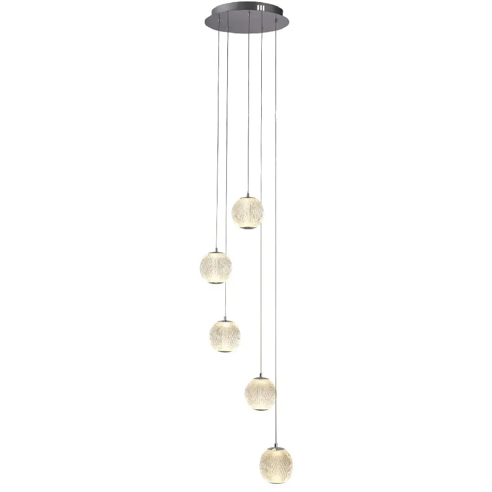 Allure Multi Drop Pendant Light - Chrome, Clear Acrylic