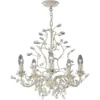 Almandite 5 Light Ceiling Light - Cream, Crystal