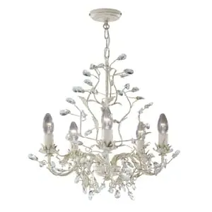 Almandite 5 Light Ceiling Light - Cream, Crystal image