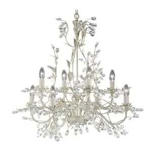 Almandite 8 Light Ceiling Light - Cream, Crystal