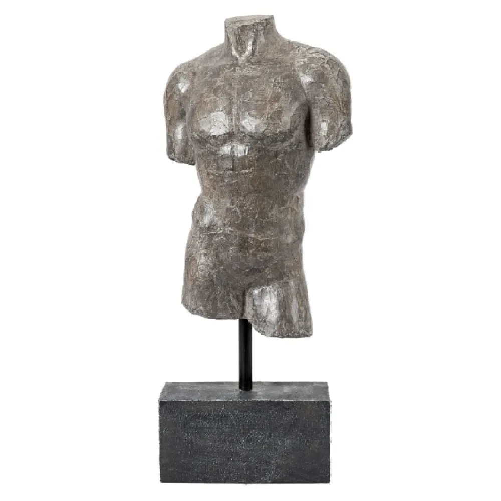 Almont Male Sculpture with Stone Base - Grey, Polyresin image