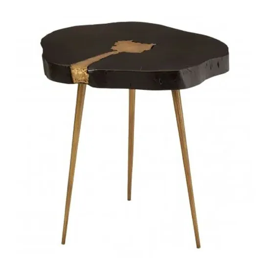Almory Side Table - Black, Acacia Wood