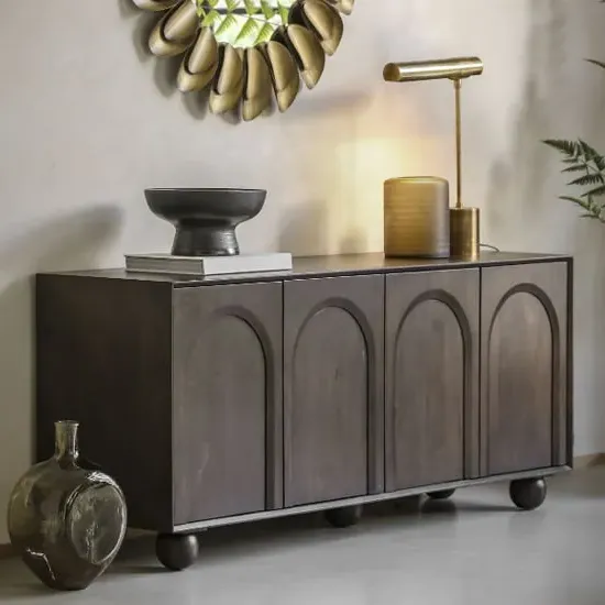 Alofi Sideboard with 4 Doors - Walnut, Mango Wood