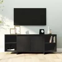 Aloha TV Stand with 2 Doors - Black, Engineered Wood