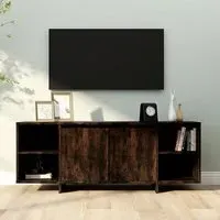 Aloha TV Stand with 2 Doors - Smoked Oak, Engineered Wood