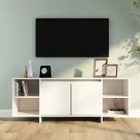 Aloha TV Stand with 2 Doors - White, Engineered Wood