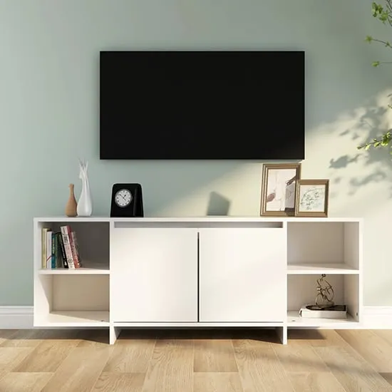 Aloha TV Stand with 2 Doors - White, Engineered Wood