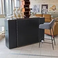 Alpena Extendable Breakfast Bar Unit with Storage - Black