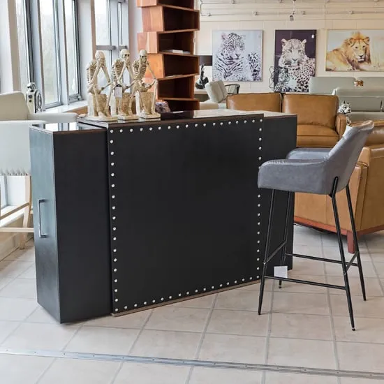 Alpena Extendable Breakfast Bar Unit with Storage - Black image